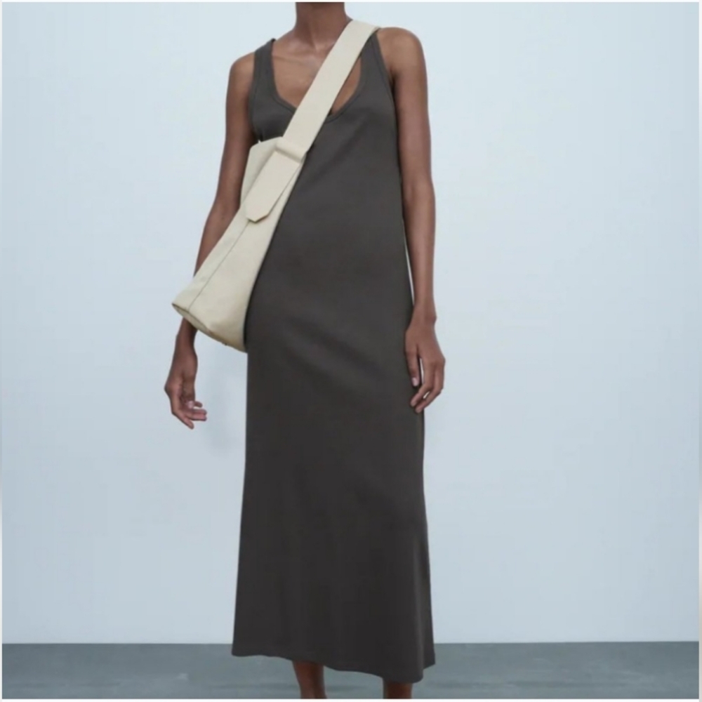 Zara Racerback Sleeveless Ribbed Midi / Maxi Dress Sz S